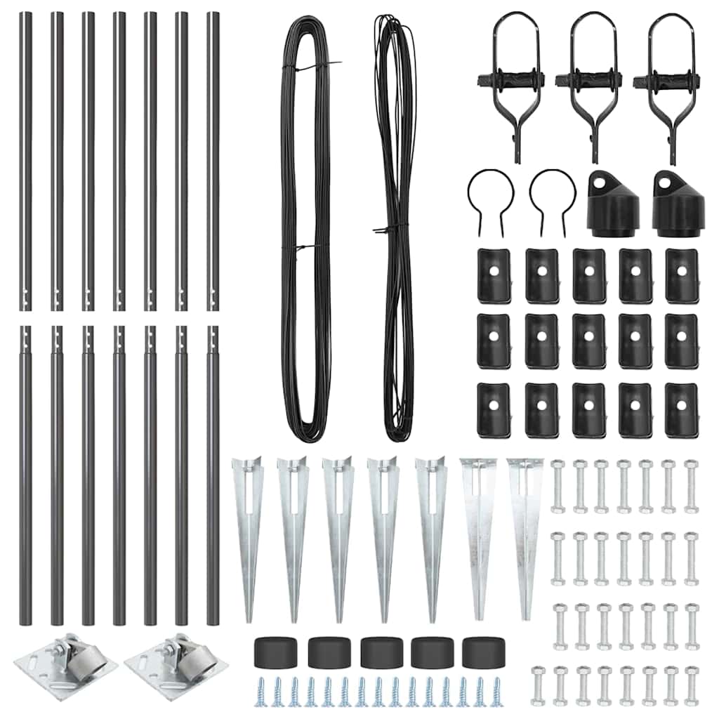 Plotové sloupky 7 pcs Šedá Ø32mm 160 cm Pozinkovaná ocel