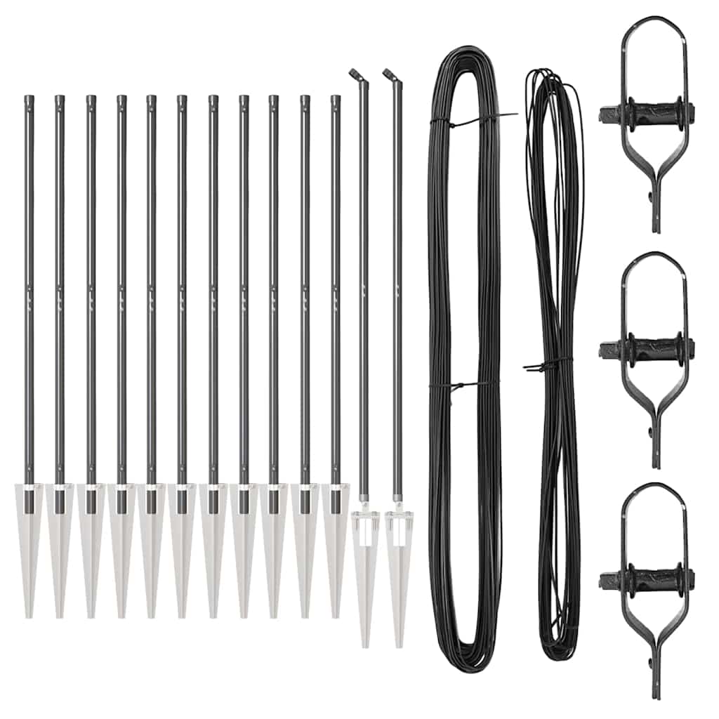 Plotové sloupky 13 pcs Šedá Ø32mm 170 cm Pozinkovaná ocel