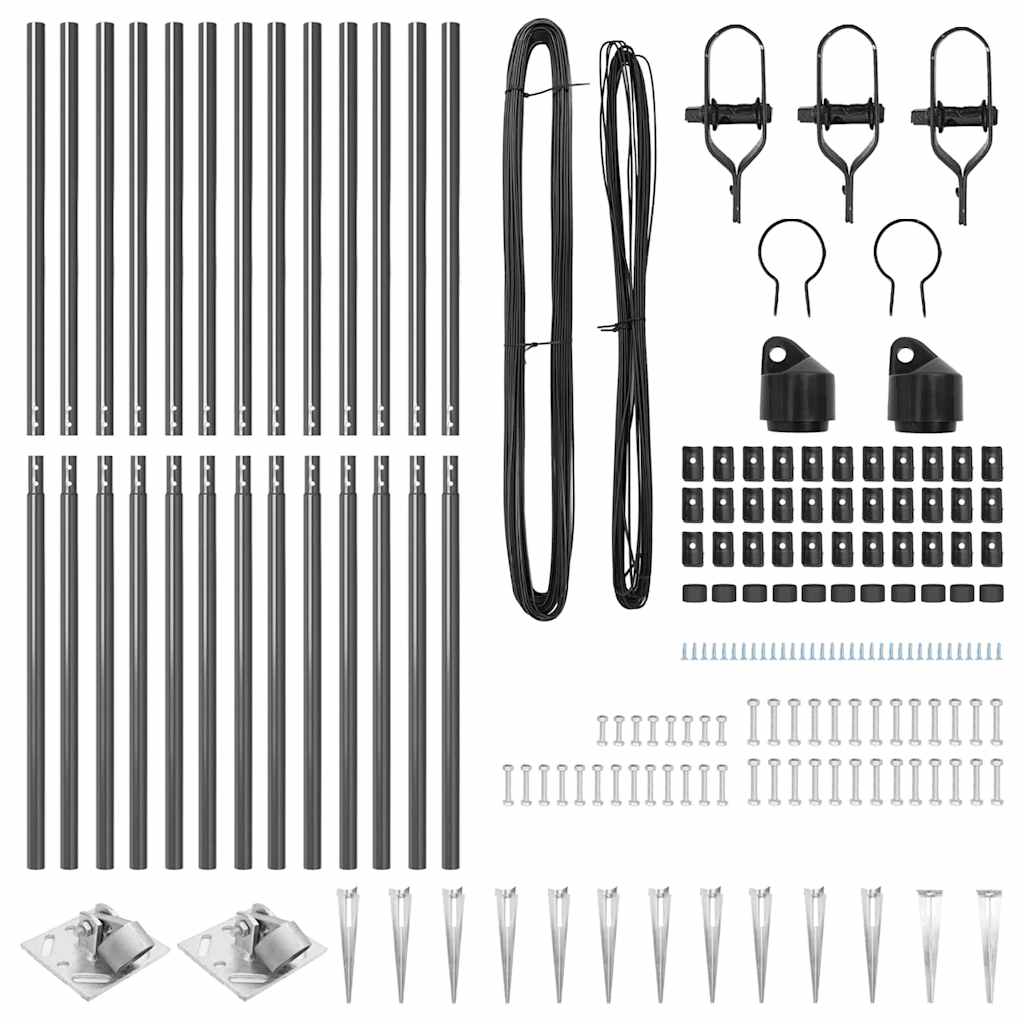 Plotové sloupky 13 pcs Šedá Ø32mm 170 cm Pozinkovaná ocel