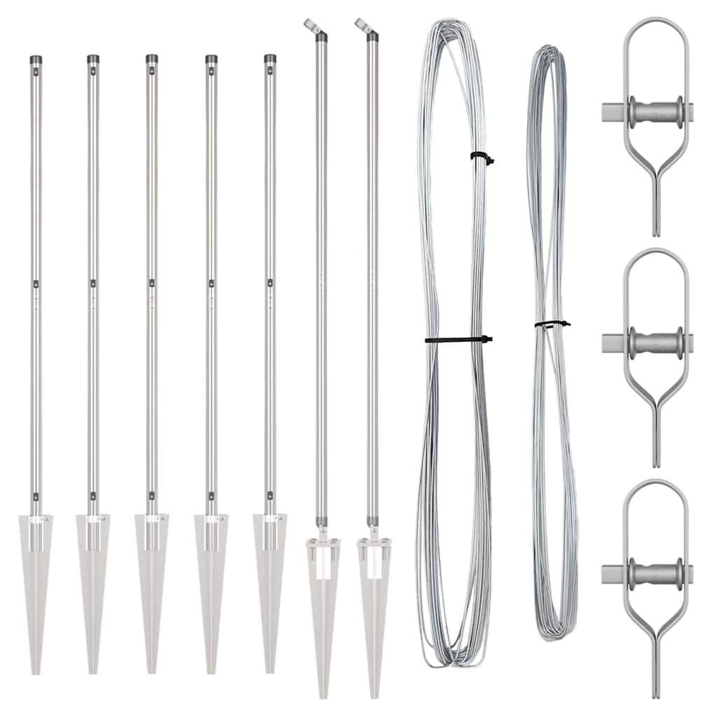 Plotové sloupky 7 pcs Stříbrná Ø32mm 170 cm Pozinkovaná ocel