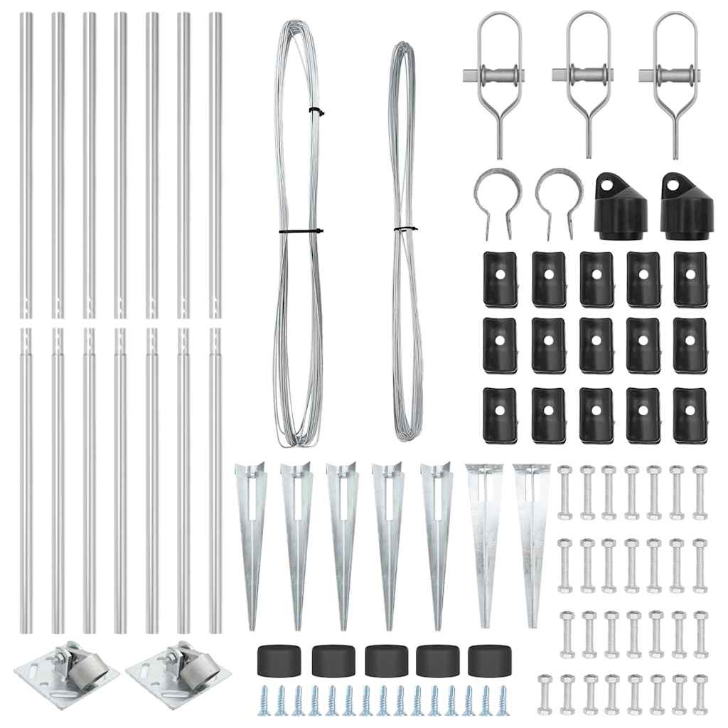 Plotové sloupky 7 pcs Stříbrná Ø32mm 170 cm Pozinkovaná ocel