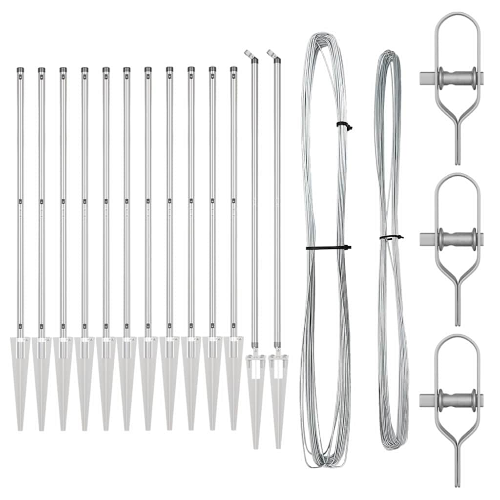 Plotové sloupky 13 pcs Stříbrná Ø32mm 180 cm Pozinkovaná ocel