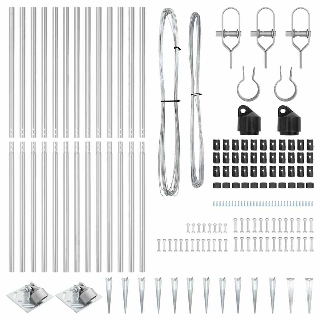 Plotové sloupky 13 pcs Stříbrná Ø32mm 180 cm Pozinkovaná ocel