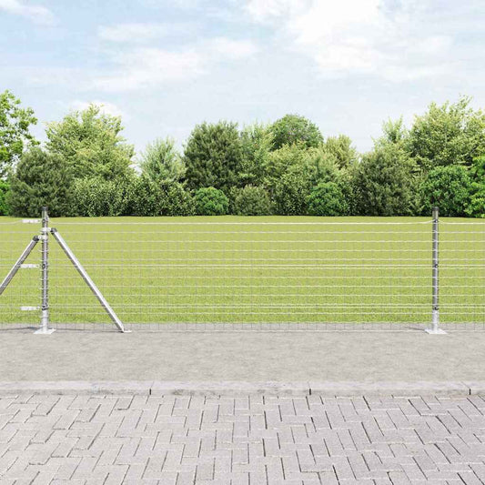 Plotové sloupky 7 pcs Stříbrná Ø32mm 50 cm Pozinkovaná ocel