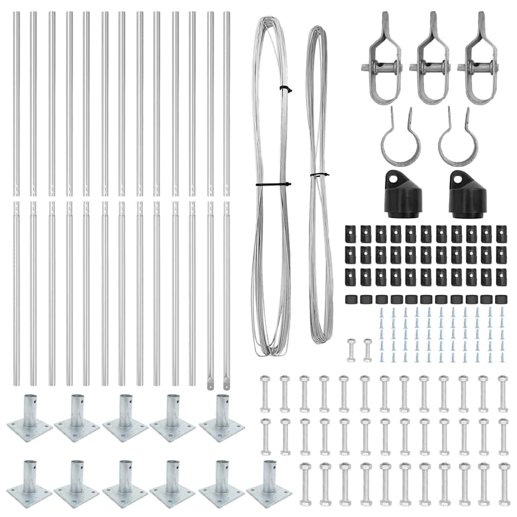 Plotové sloupky 13 pcs Stříbrná Ø32mm 150 cm Pozinkovaná ocel