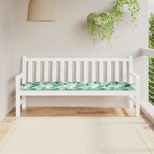 Poduška na zahradní lavici vzor listů 180x50x7 cm látka oxford