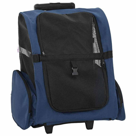 Vozík pro domácí mazlíčky 3 v 1, design, modrý, 48 x 32 x (57-106) cm, oxfordská látka