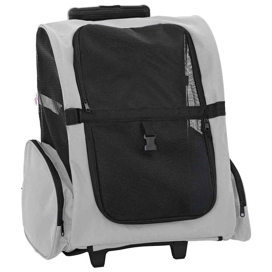Vozík pro domácí mazlíčky 3 v 1 šedý 48 x 32 x (57-106) cm oxfordská látka