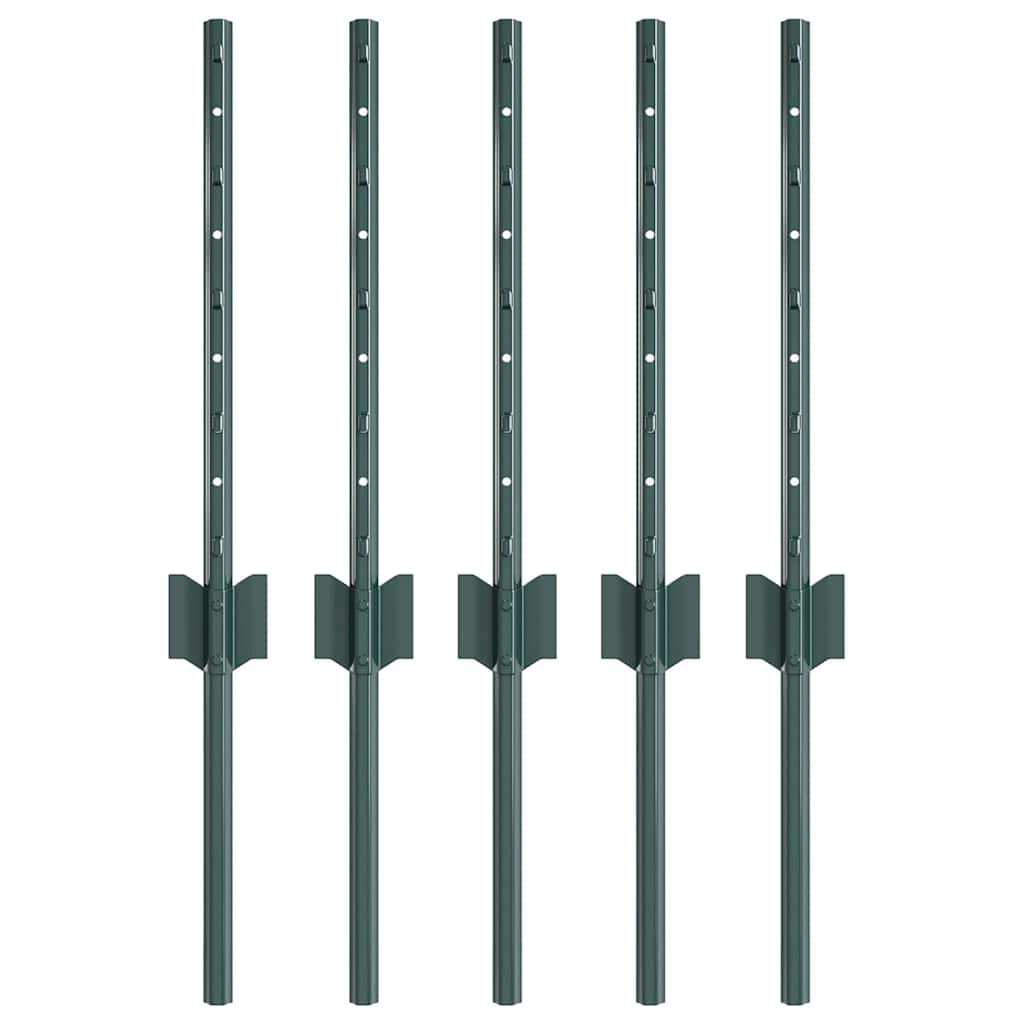 Plotové sloupky 5 pcs Zelená 40 cm Ocel