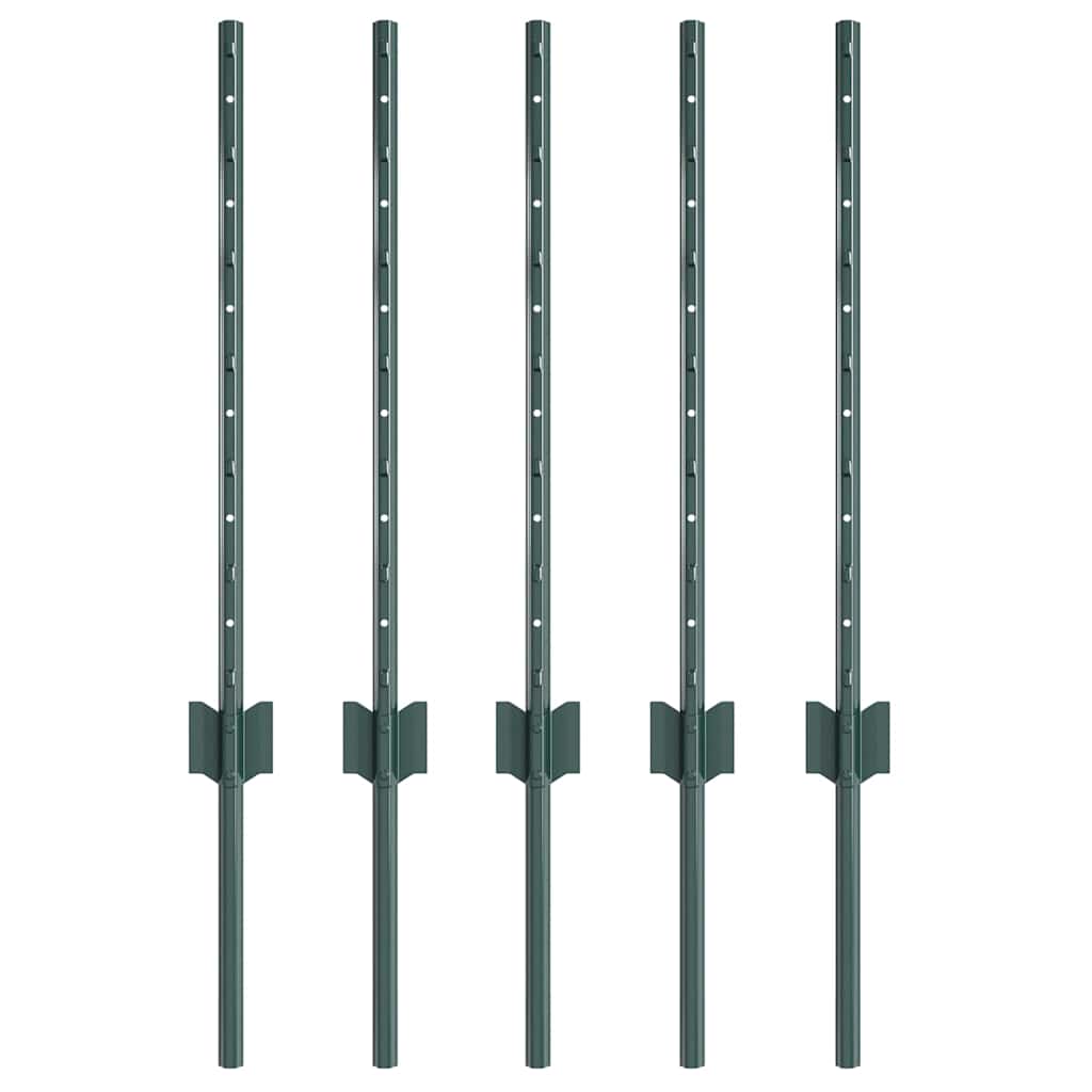 Plotové sloupky 5 pcs Zelená 60 cm Ocel