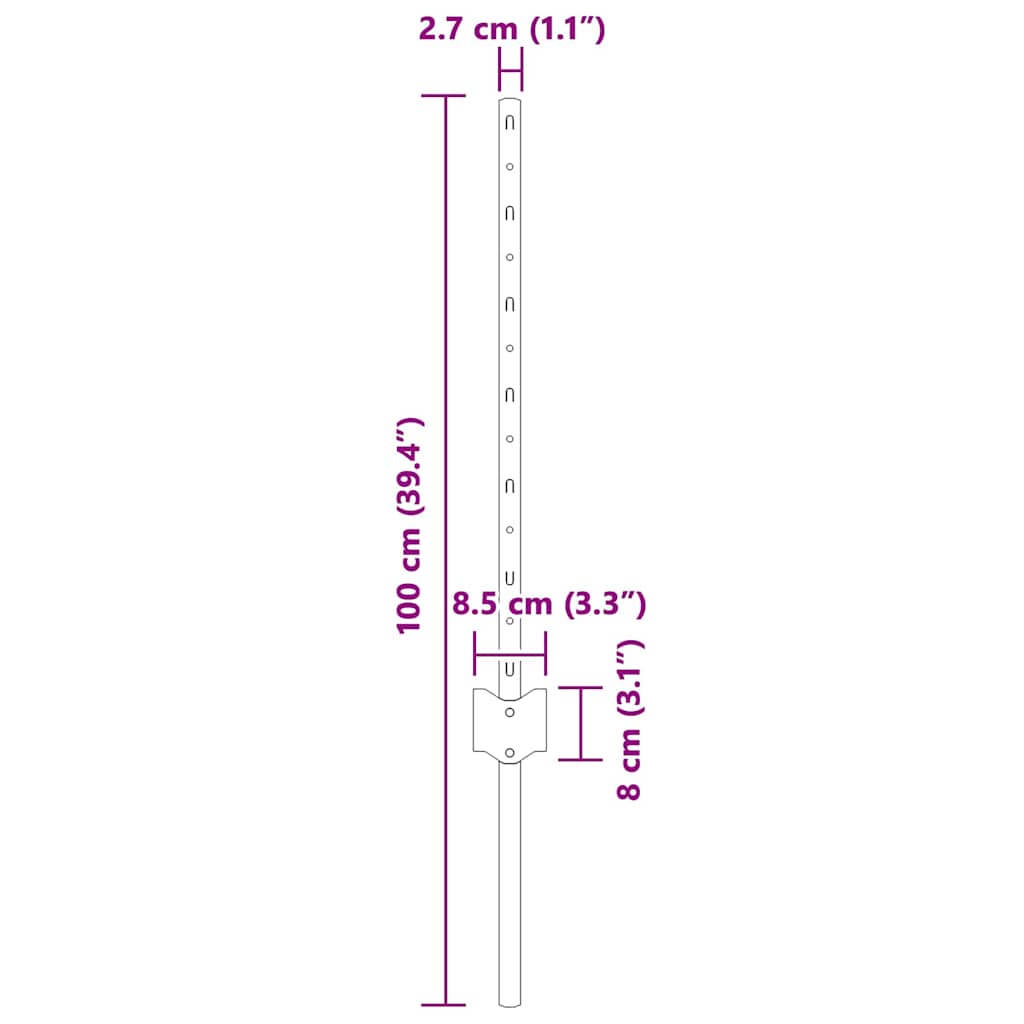 Plotové sloupky 5 pcs Zelená 60 cm Ocel