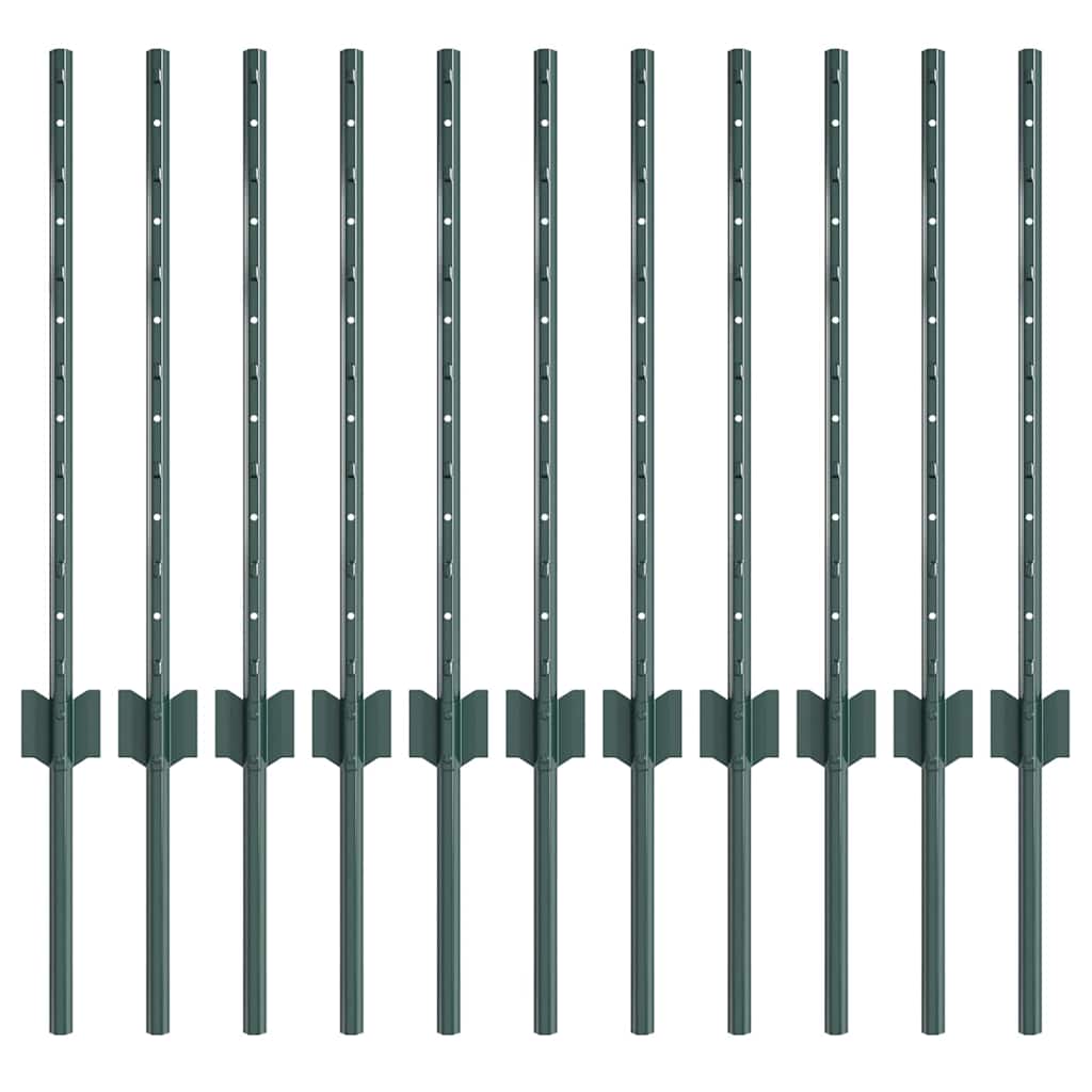 Plotové sloupky 11 pcs Zelená 60 cm Ocel