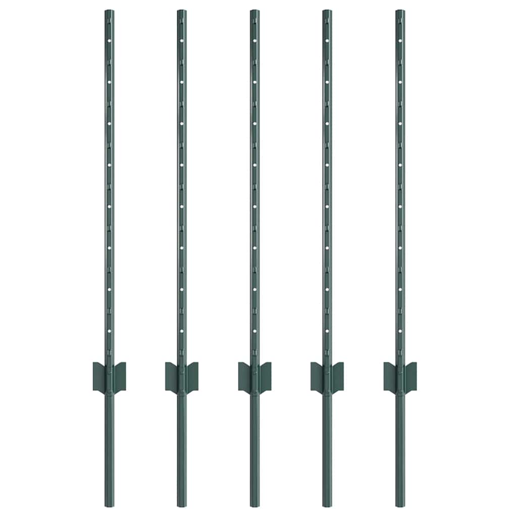 Plotové sloupky 5 pcs Zelená 80 cm Ocel