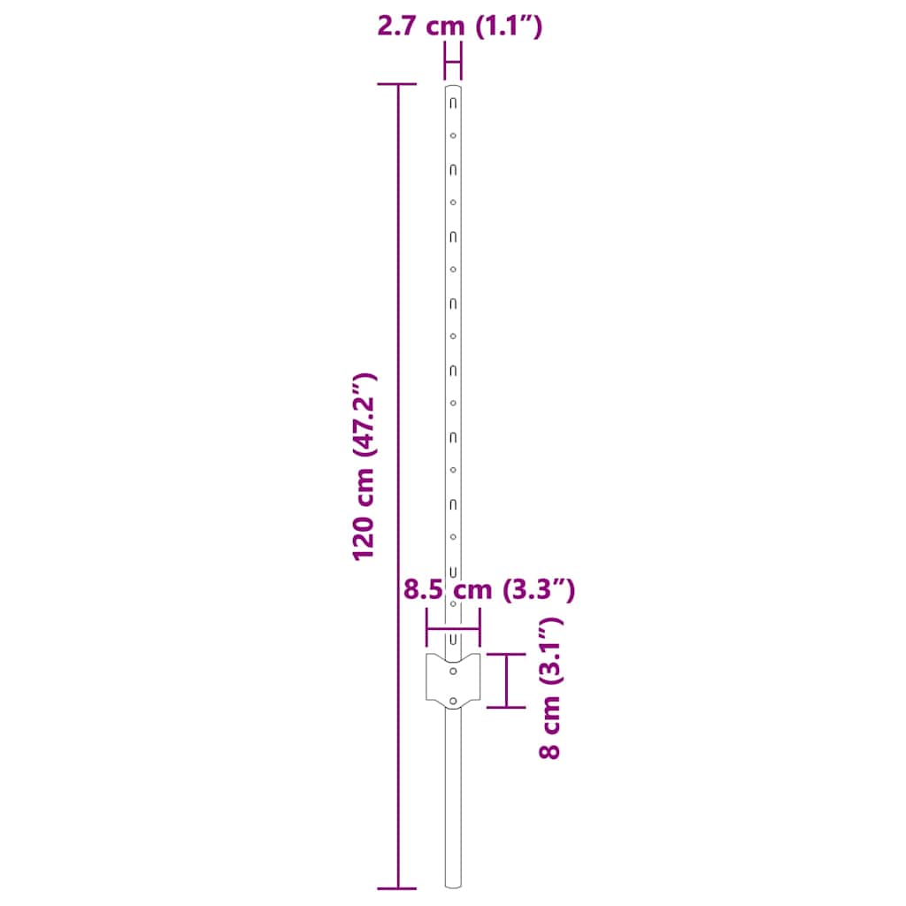Plotové sloupky 5 pcs Zelená 80 cm Ocel