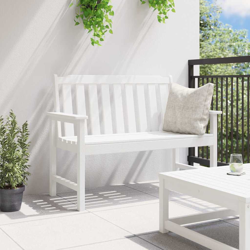 Zahradní lavice s polštářem Bílá 120 x 59 x 88cm HDPE