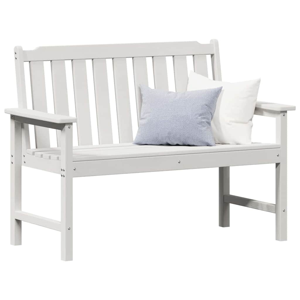 Zahradní lavice s polštářem Bílá 120 x 59 x 88cm HDPE