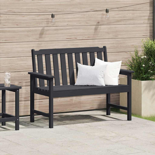 Zahradní lavice s polštářem Černá 120 x 59 x 88cm HDPE