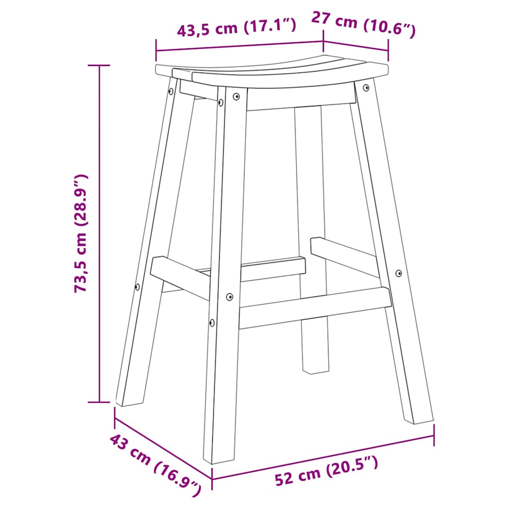 Barová stolička 2 pcs Černá 52 x 43 x 73.5cm HDPE