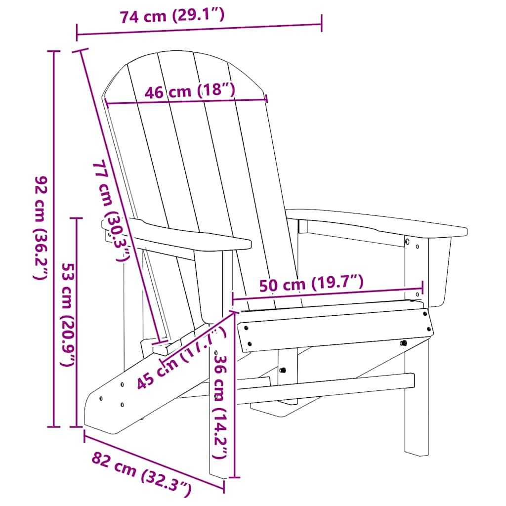 Adirondack židle Bílá 74 x 82 x 92cm HDPE