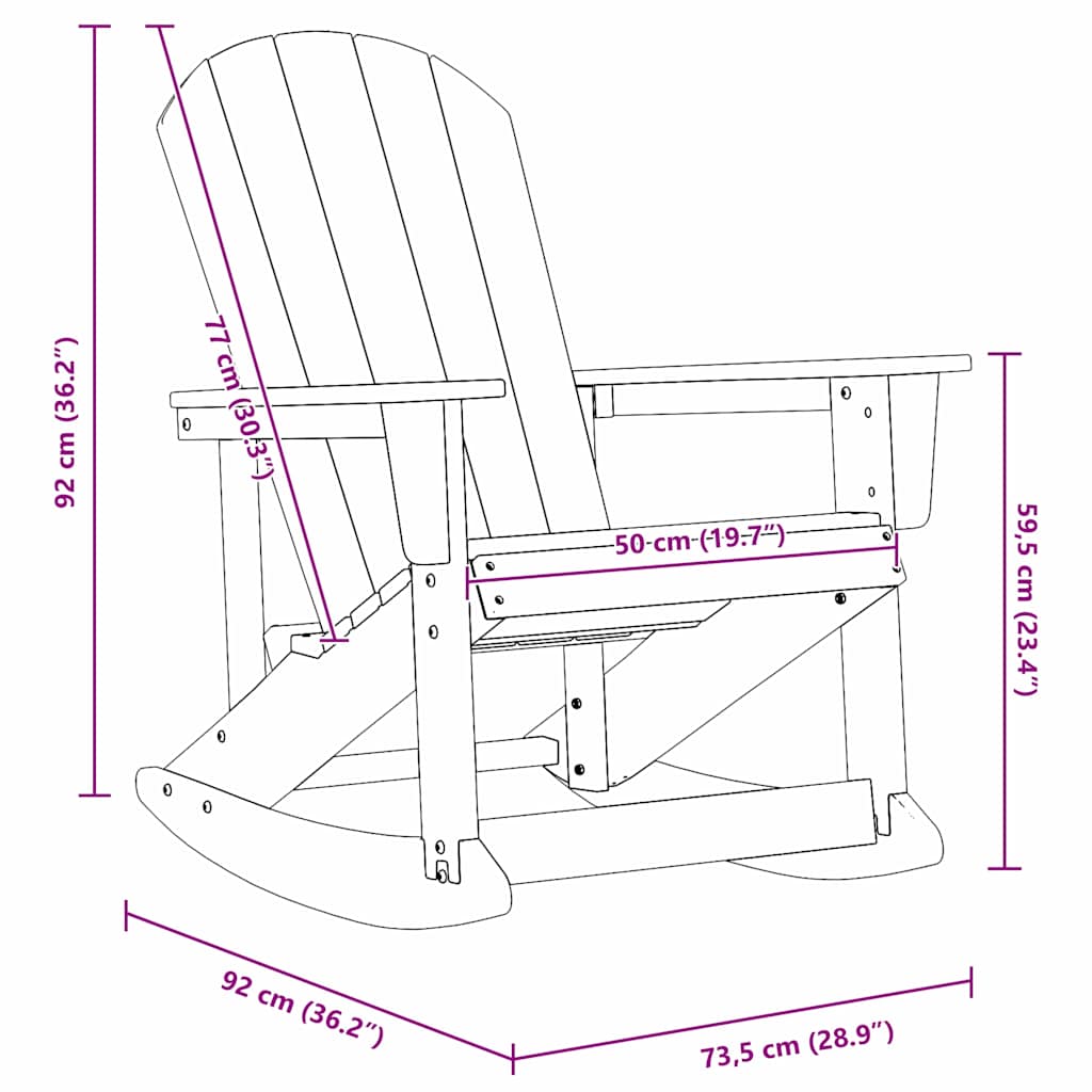 Houpací křeslo Adirondack Bílá 73.5 x 92 x 90 cm HDPE