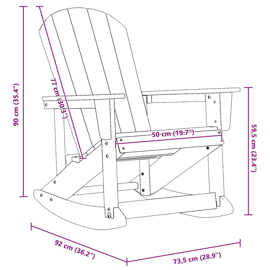 Houpací křeslo Adirondack Světle šedá 73.5 x 92 x 90 cm HDPE