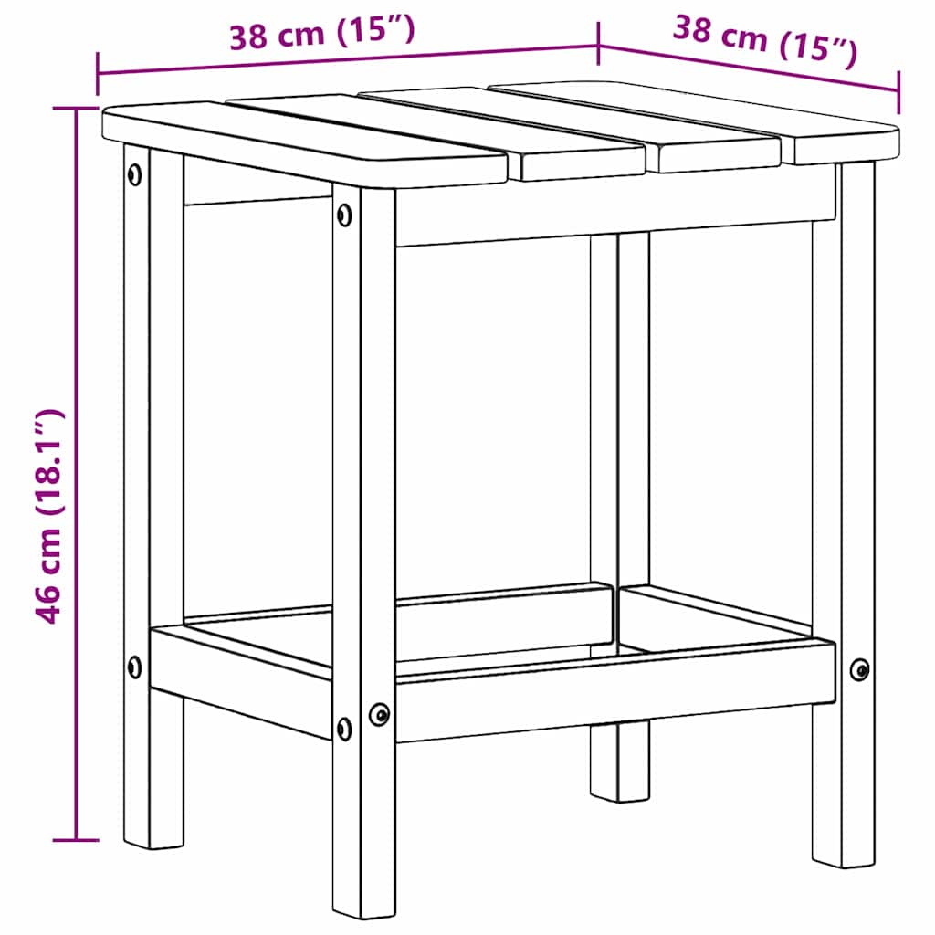 Adirondack vedlejší stůl Námořnická modrá 38 x 38 x 46 cm HDPE