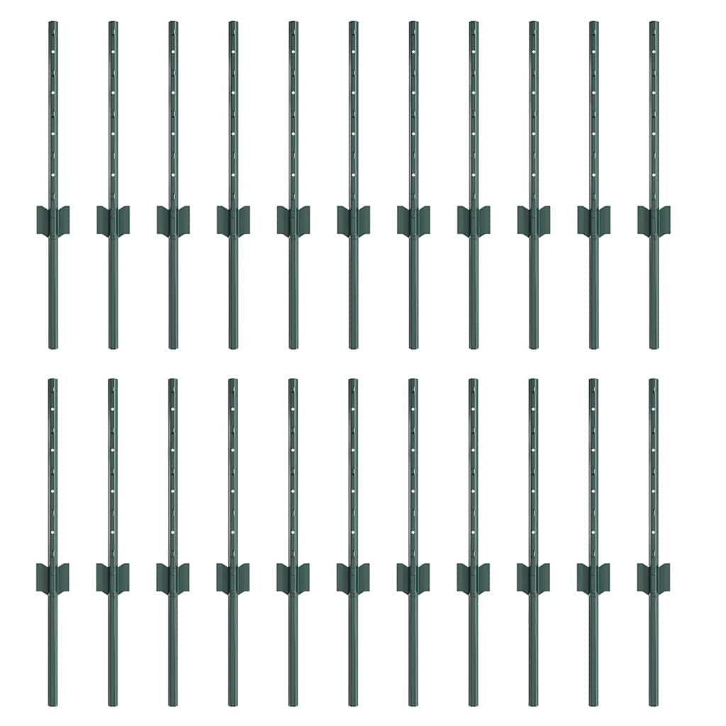 Plotové sloupky 22 pcs Zelená 80 cm Ocel
