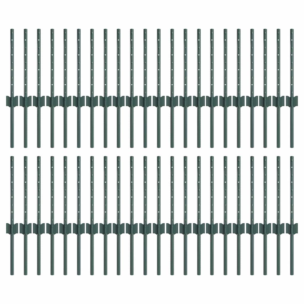 Plotové sloupky 44 pcs Zelená 80 cm Ocel