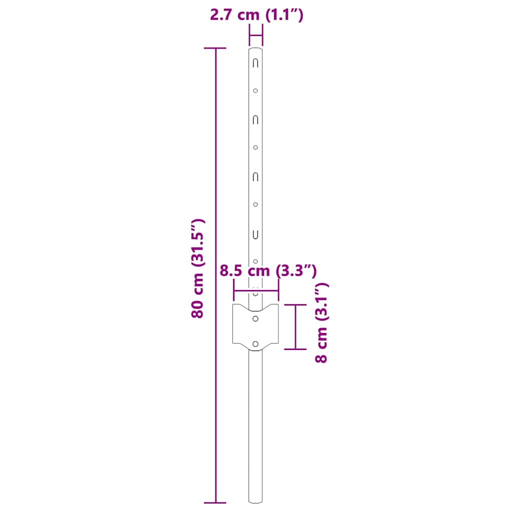 Plotové sloupky 44 pcs Zelená 80 cm Ocel