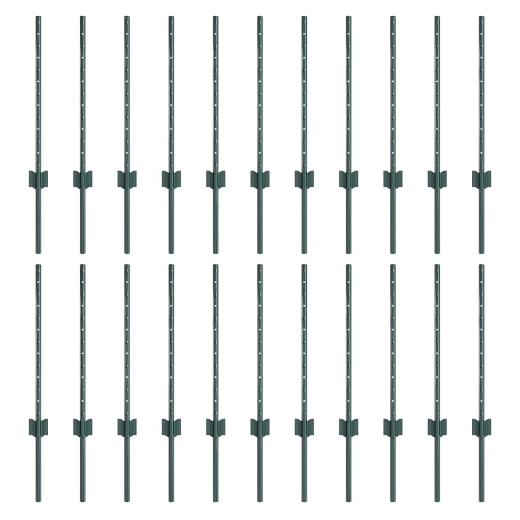 Plotové sloupky 22 pcs Zelená 100 cm Ocel