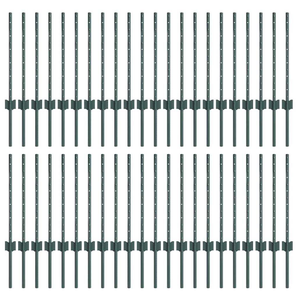 Plotové sloupky 44 pcs Zelená 100 cm Ocel