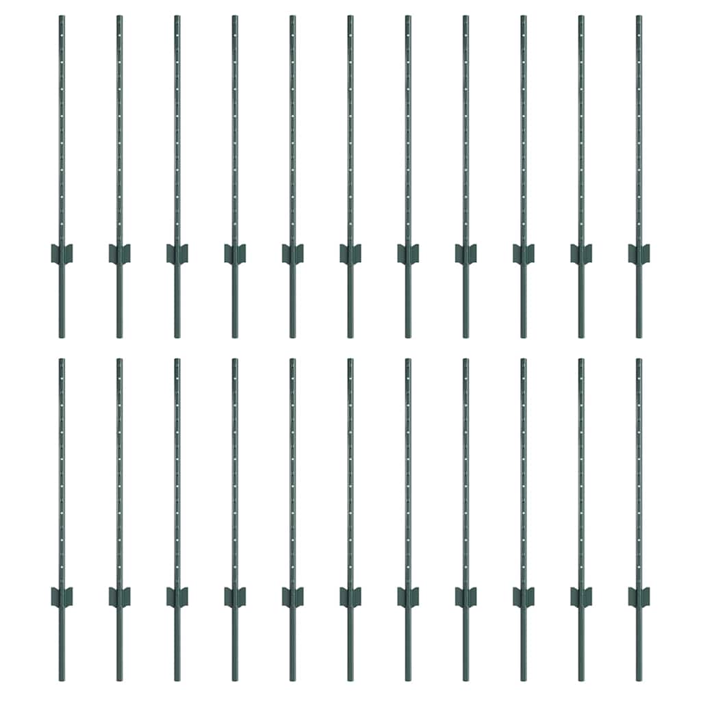 Plotové sloupky 22 pcs Zelená 120 cm Ocel