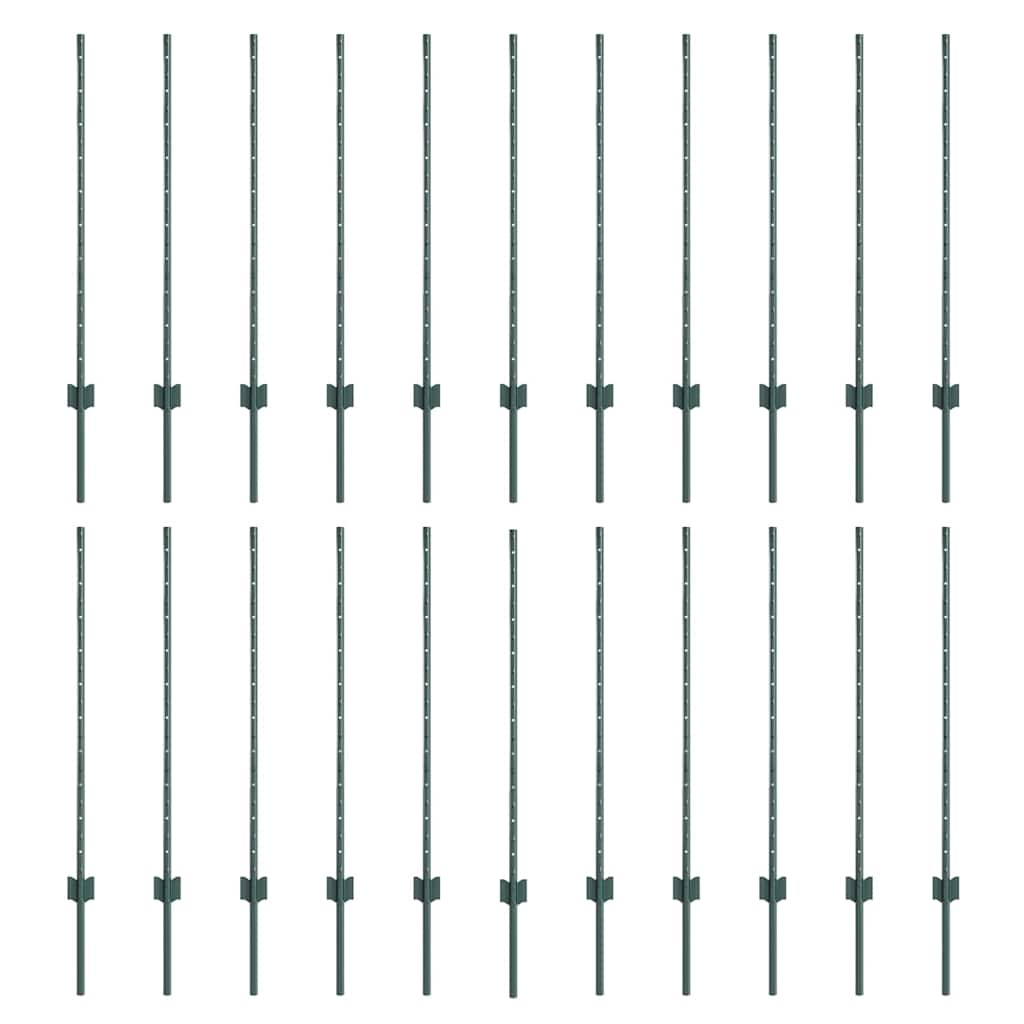 Plotové sloupky 22 pcs Zelená 140 cm Ocel