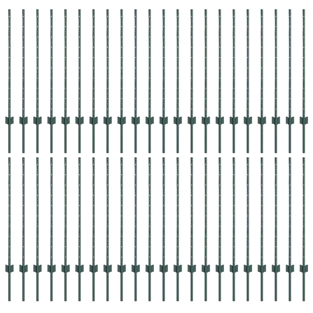 Plotové sloupky 44 pcs Zelená 140 cm Ocel