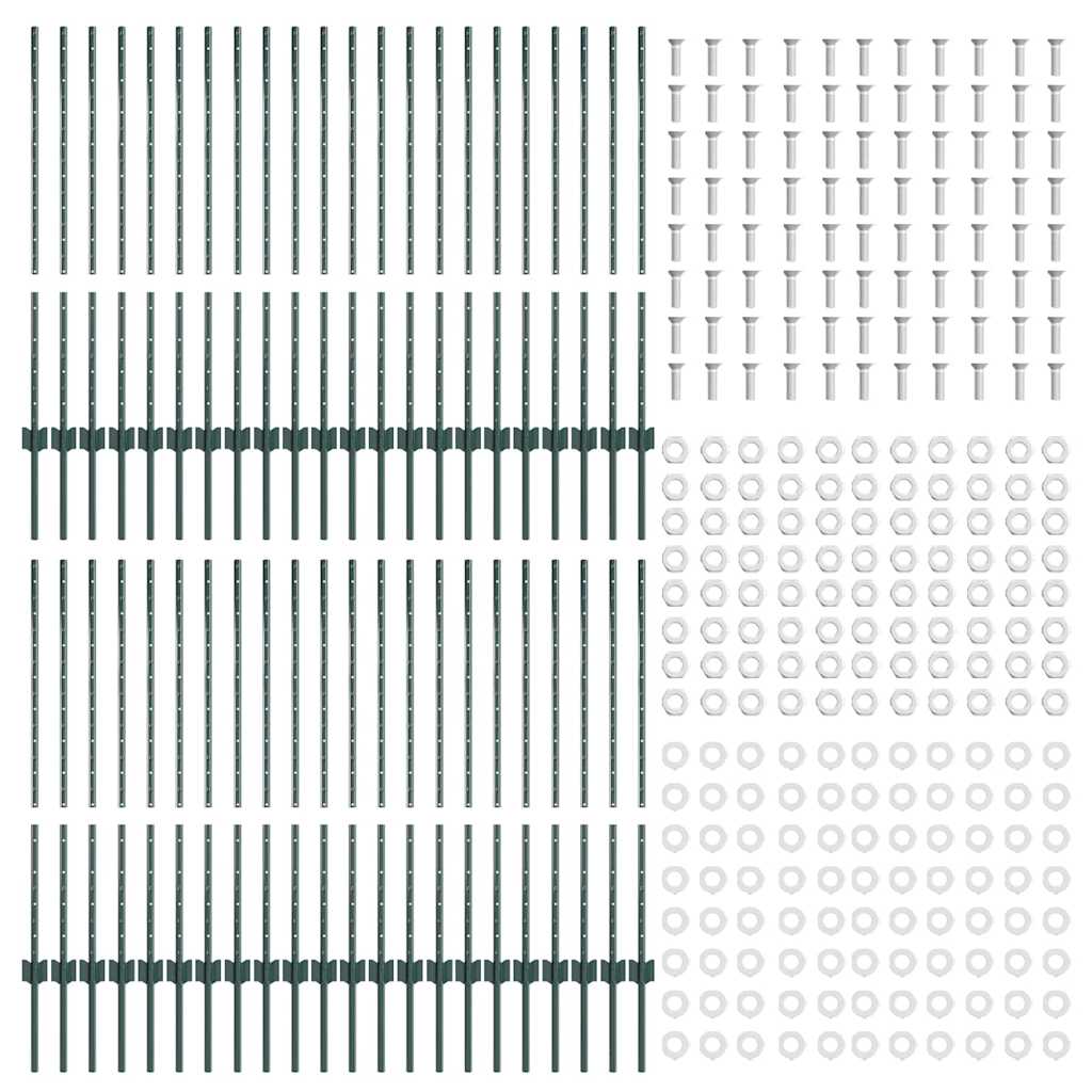 Plotové sloupky 44 pcs Zelená 140 cm Ocel