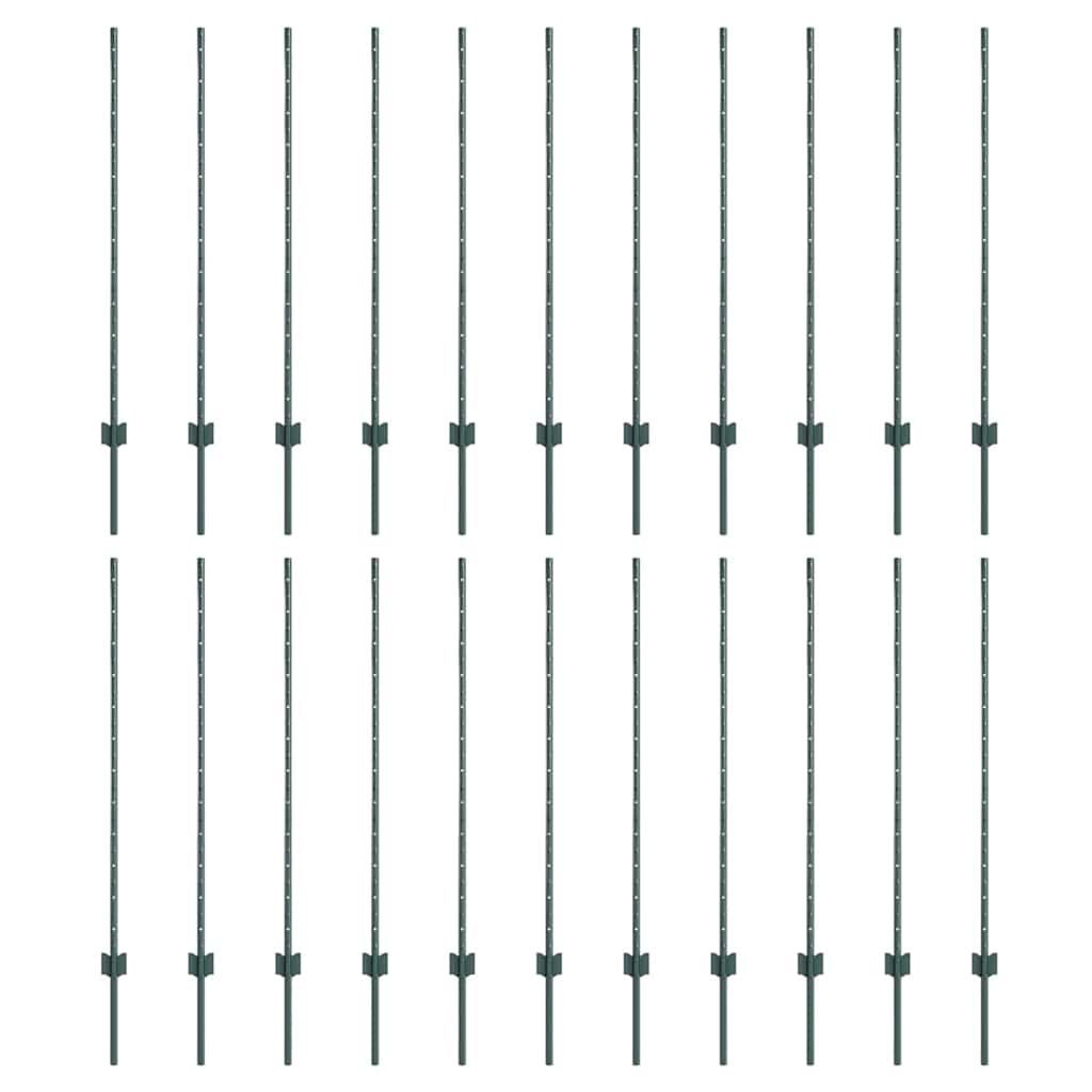 Plotové sloupky 22 pcs Zelená 160 cm Ocel