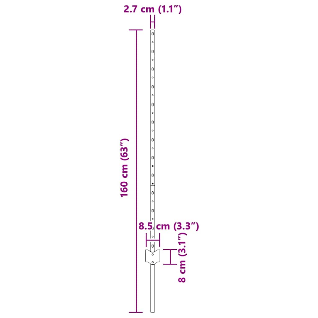 Plotové sloupky 22 pcs Zelená 160 cm Ocel