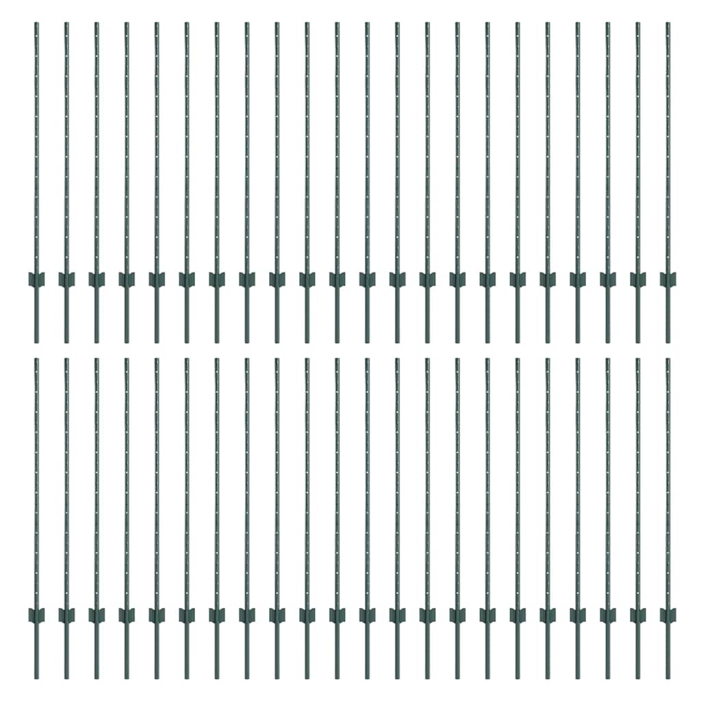 Plotové sloupky 44 pcs Zelená 160 cm Ocel