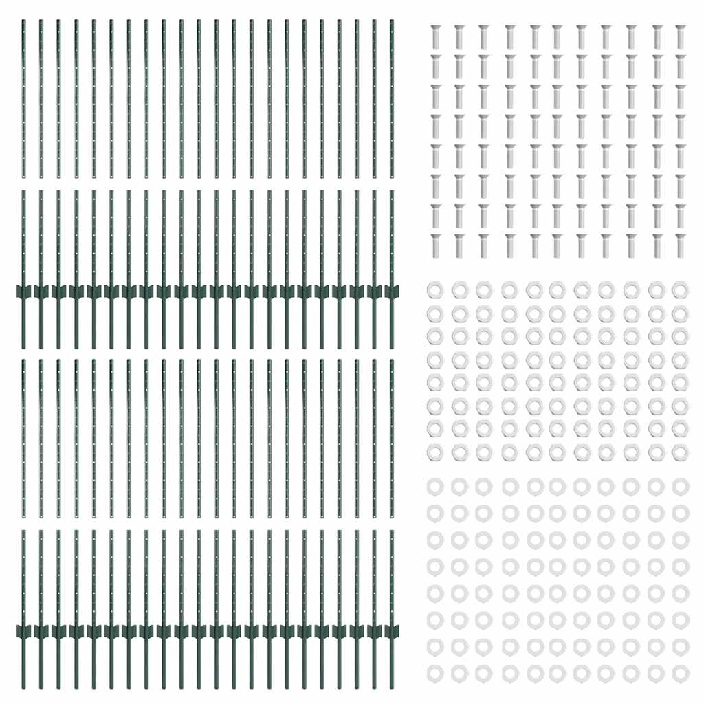 Plotové sloupky 44 pcs Zelená 160 cm Ocel