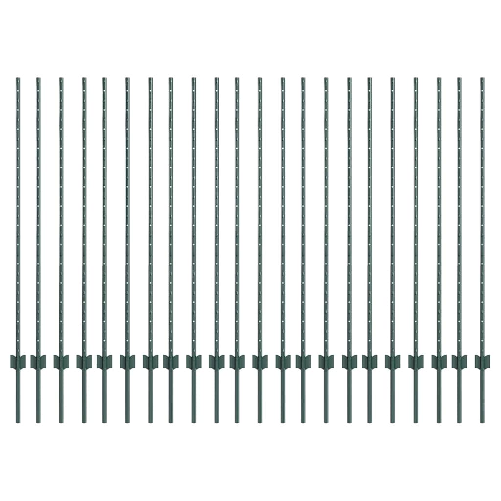 Plotové sloupky 22 pcs Zelená 180 cm Ocel