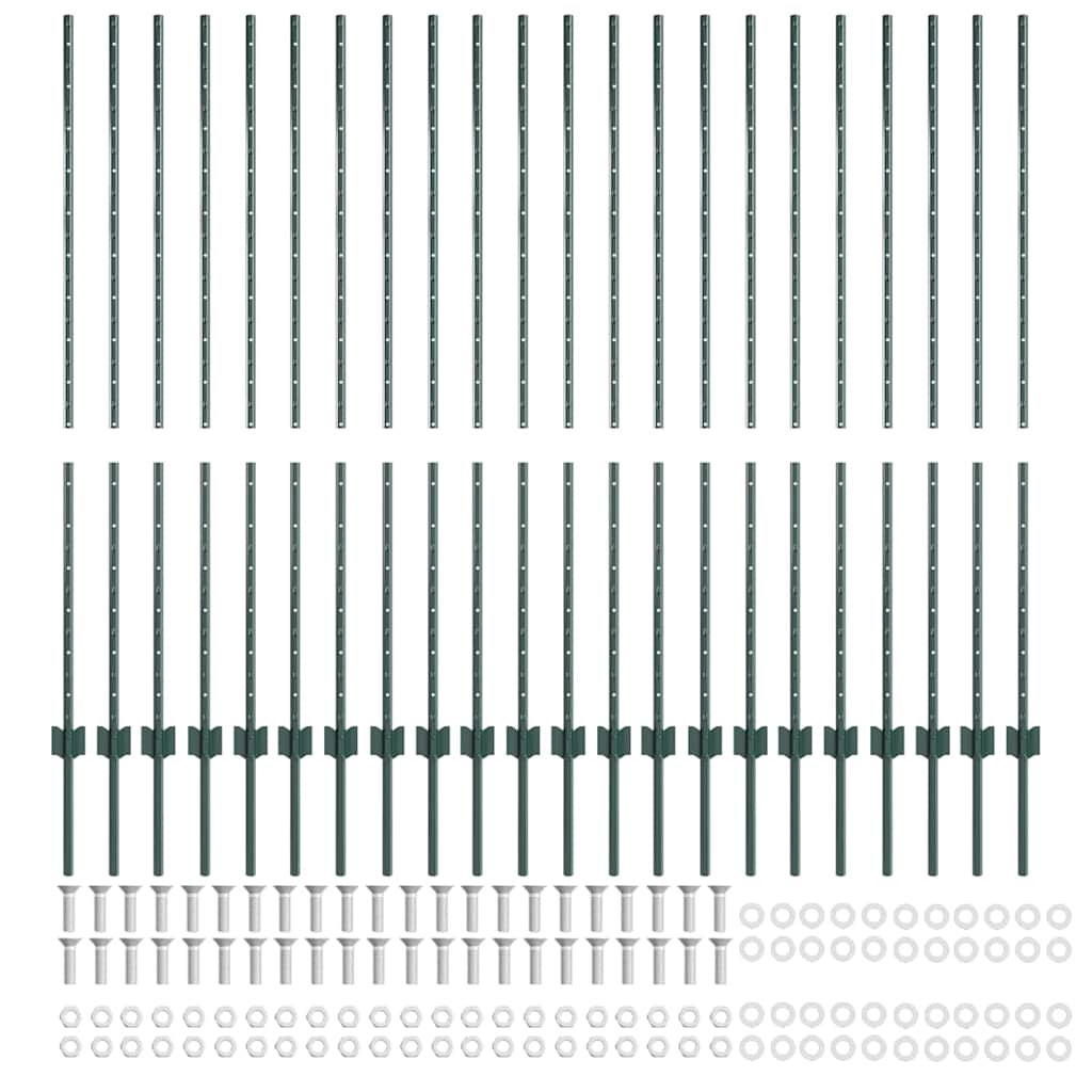 Plotové sloupky 22 pcs Zelená 180 cm Ocel