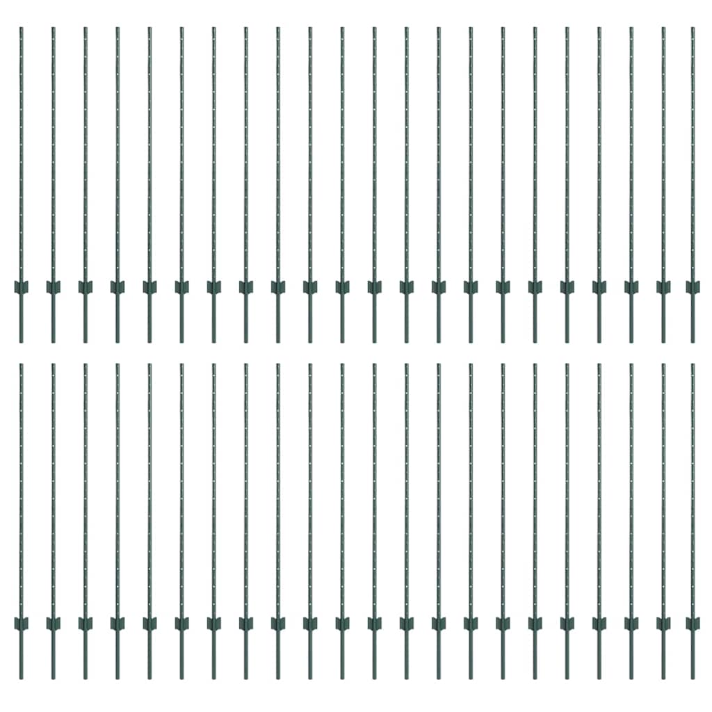 Plotové sloupky 44 pcs Zelená 180 cm Ocel