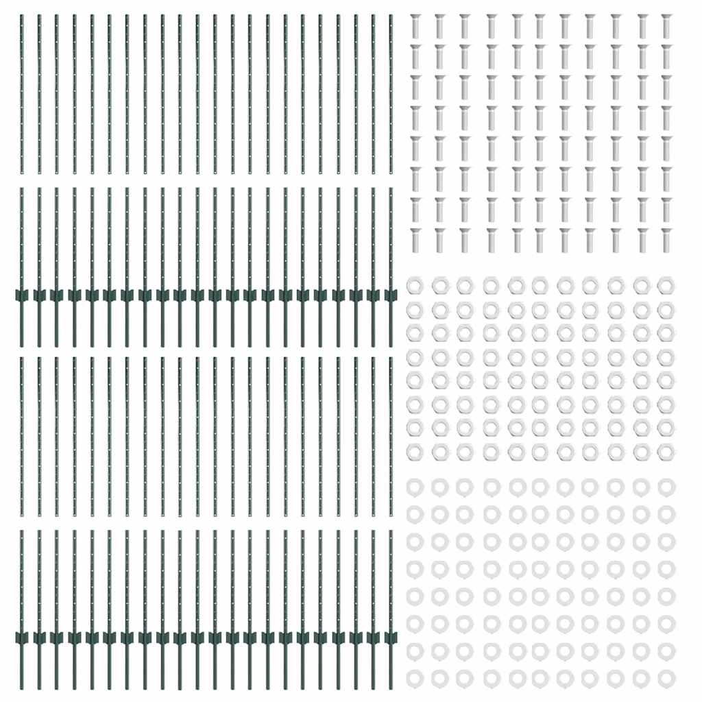 Plotové sloupky 44 pcs Zelená 180 cm Ocel