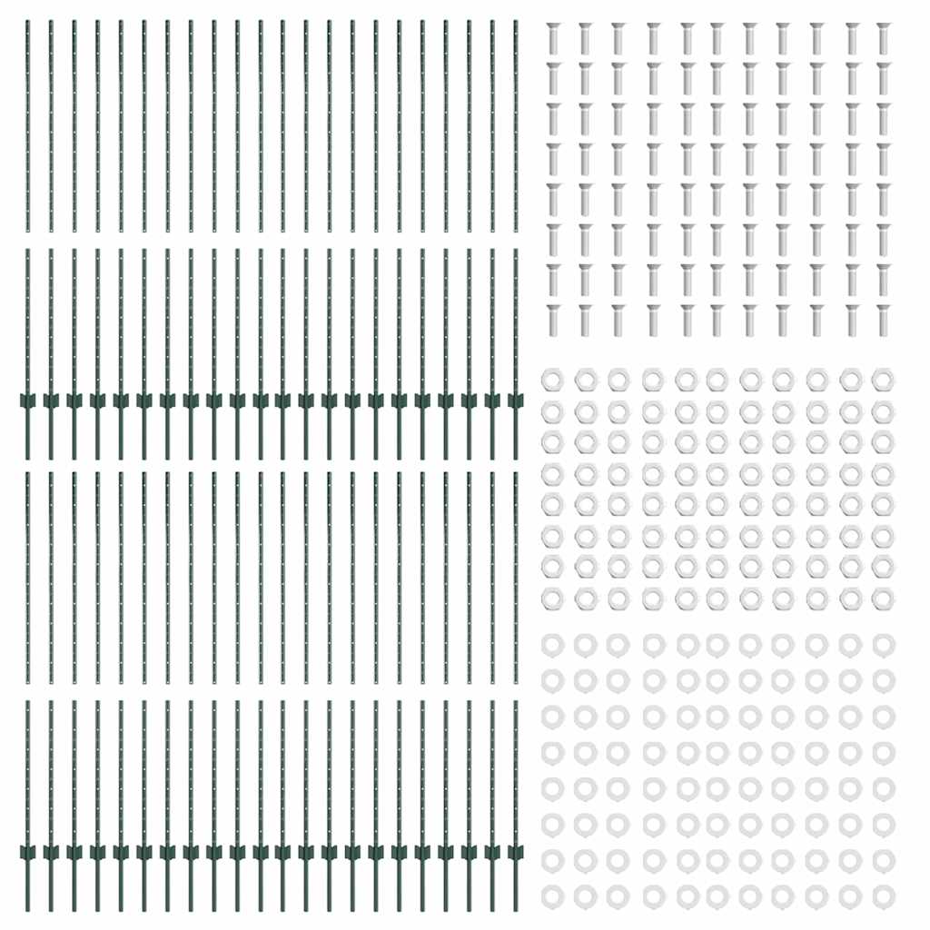 Plotové sloupky 44 pcs Zelená 200 cm Ocel
