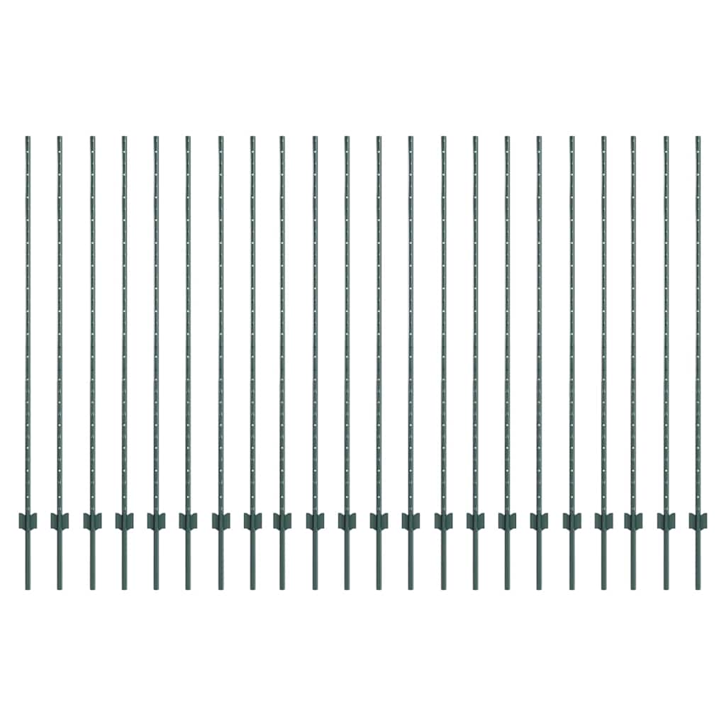 Plotové sloupky 22 pcs Zelená 200 cm Ocel