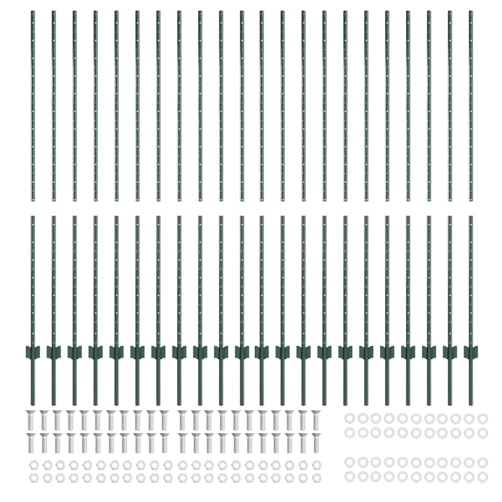 Plotové sloupky 22 pcs Zelená 200 cm Ocel