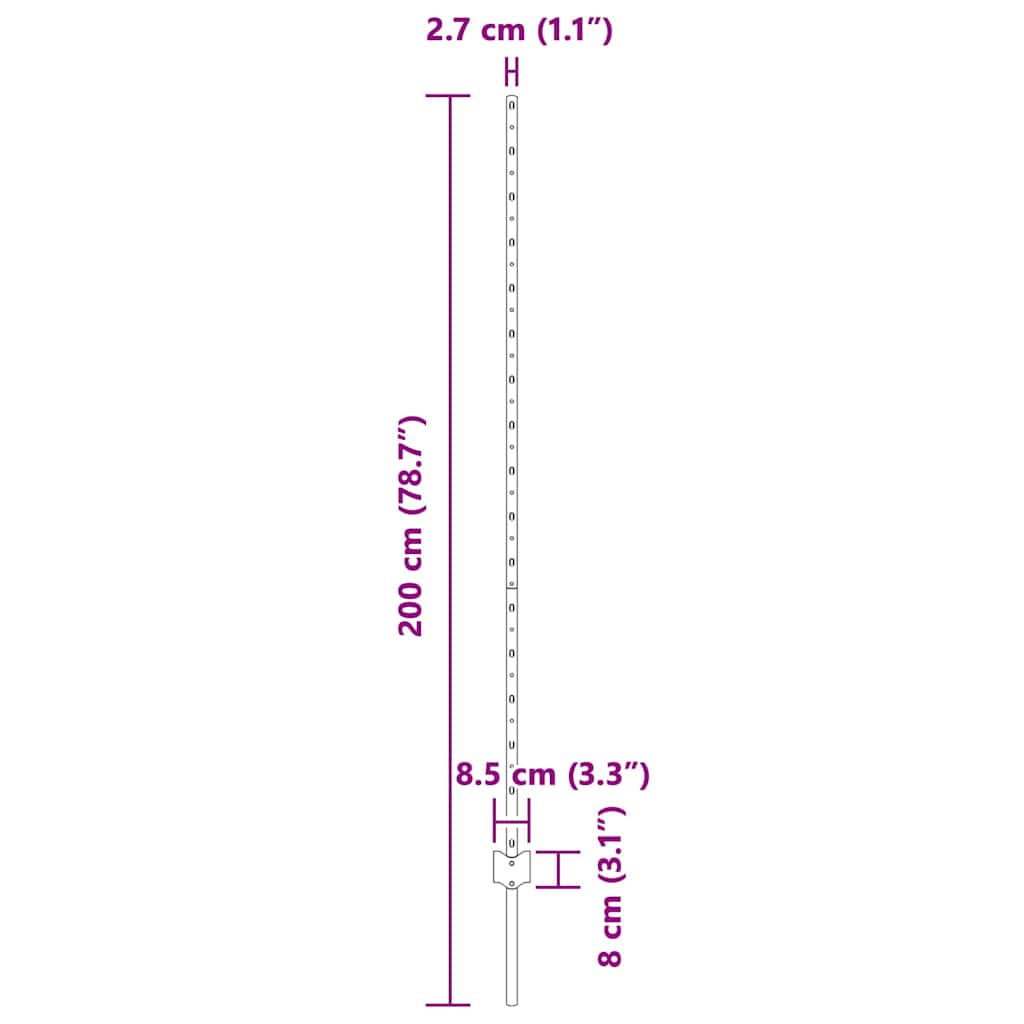 Plotové sloupky 22 pcs Zelená 200 cm Ocel