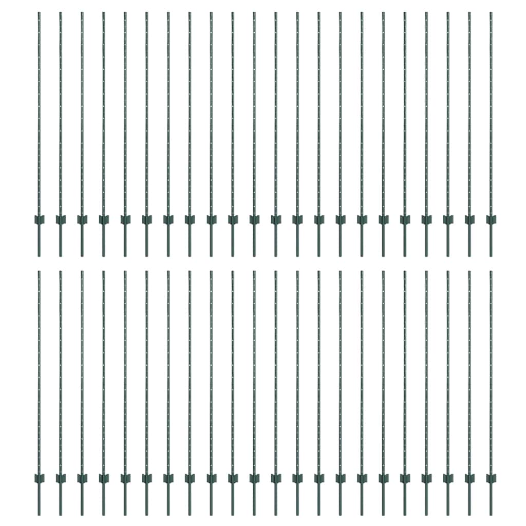 Plotové sloupky 44 pcs Zelená 200 cm Ocel