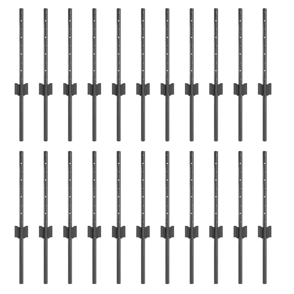 Plotové sloupky 22 pcs Šedá 80 cm Ocel