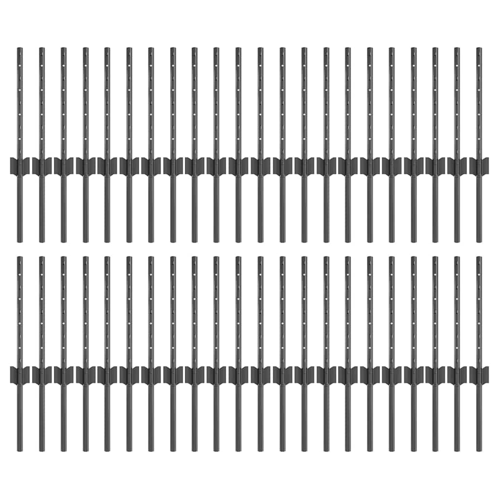 Plotové sloupky 44 pcs Šedá 80 cm Ocel